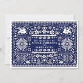 Mexicaans Picado Blue White Paper Weddenschap Kaart (Voorkant)