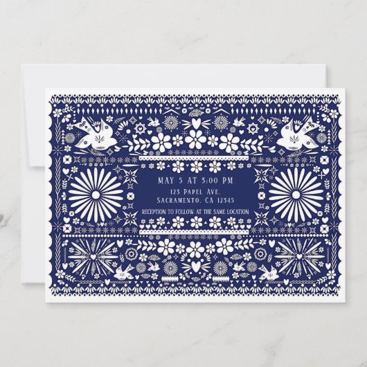 Mexicaans Picado Blue White Paper Weddenschap Kaart (Achterkant)