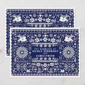 Mexicaans Picado Blue White Paper Weddenschap Kaart (Voorkant / Achterkant)