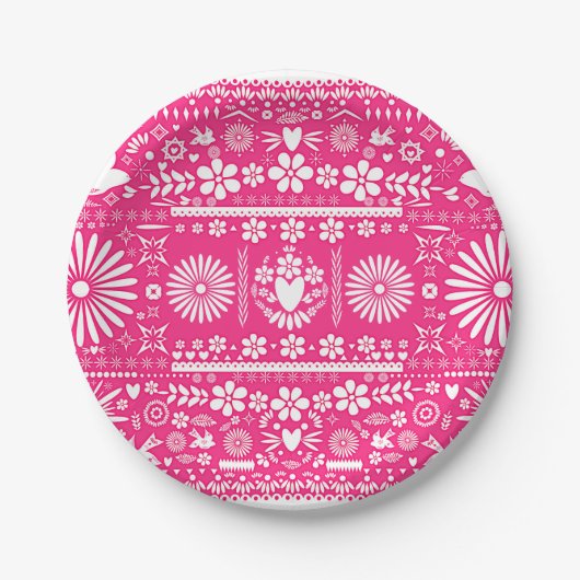 Mexicaans Picado Bright Hot Pink Weddenschap Papieren Bordje (Voorkant)