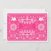 Mexicaans Picado Helder Heet Roze Huwelijk Kaart (Achterkant)