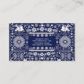 Mexicaans Picado Navy Blauwe Witte Gesneden Papier Visitekaartje (Achterkant)