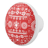 Mexicaans Picado Rood & Wit Cut Papel Papel Papel  Keramische Knop (Rechts)