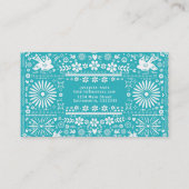 Mexicaans Picado Turquoise - Blauwgroen snijpapier Visitekaartje (Achterkant)