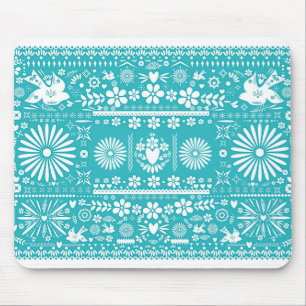 Mexicaans Picado Turquoise Teal Gesneden Papier Pa Muismat