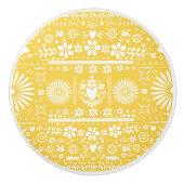 Mexicaans Picado Yellow Cut Papel Paper Spaans Keramische Knop (Voorkant)