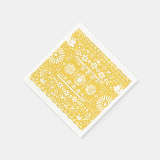 Mexicaans Picado Yellow White Paper Weduwschap Servetten (Hoek)