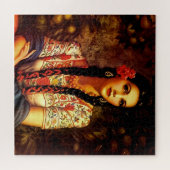 Mexicaans pop-upmeisje met lange braden legpuzzel (Horizontaal)