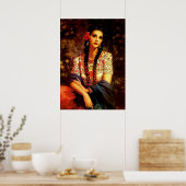 Mexicaans  pop-upmeisje met lange braden poster (Keuken)