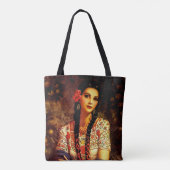 Mexicaans  pop-upmeisje met lange braden tote bag (Achterkant)