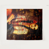 Mexicaans  pop-upmeisje met lange braden wandkleed (Voorkant (horizontaal))