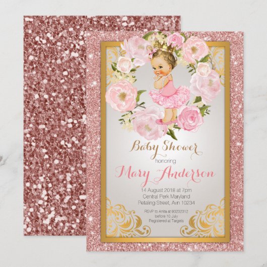 Mexicaans prinses Baby shower Invite Girl Kaart (Voorkant / Achterkant)