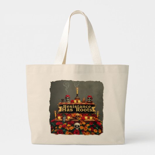 Mexicaans protest tegen suikerschedel | Inheemse Z Grote Tote Bag (Achterkant)