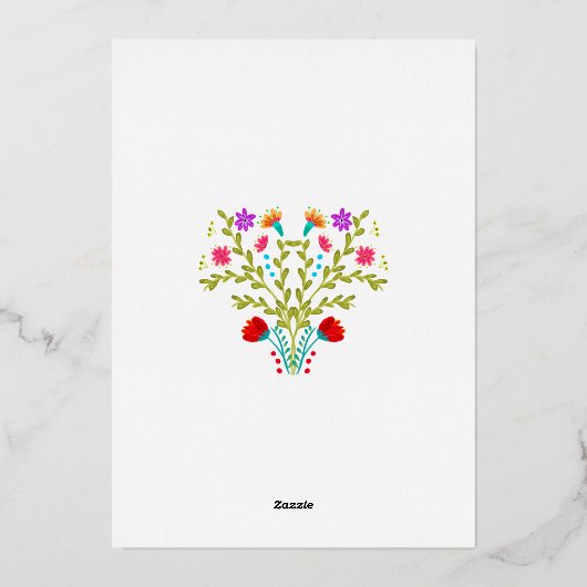 Mexicaans Quinceanera Fiesta Floral Real Gold Folie Uitnodiging (Achterkant)