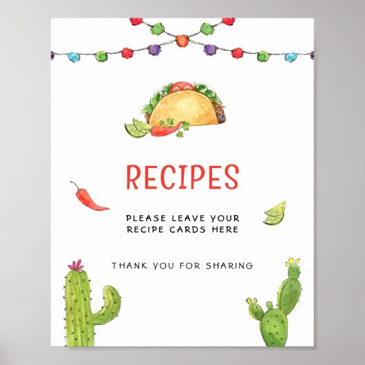 Mexicaans receptkaart taco tafelbord  poster (Voorkant)