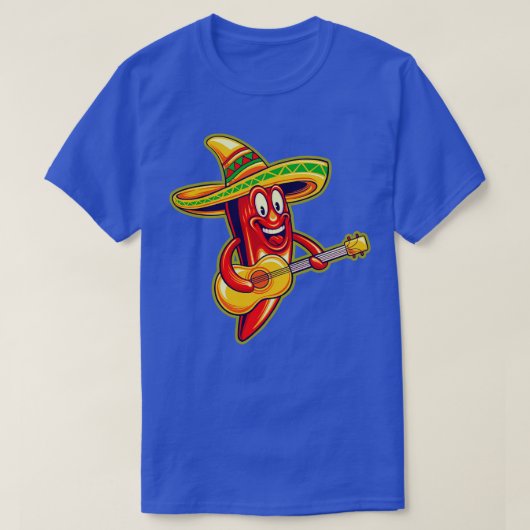 Mexicaans Red Hot Chili sombrero vihuela Cinco De T-shirt (Design voorkant)
