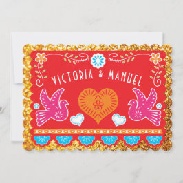 Mexicaans repetitiediner Papel Picado Gold Glitter Kaart