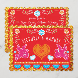 Mexicaans repetitiediner Papel Picado Gold Glitter Kaart