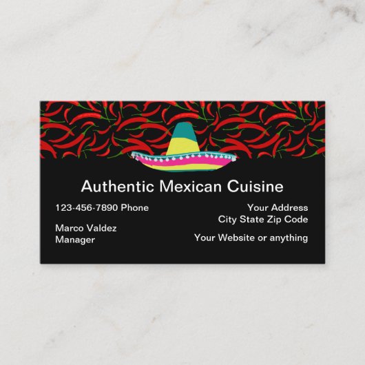 Mexicaans restaurant Authentic Cuisine Visitekaartje (Voorkant)
