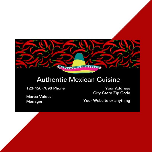Mexicaans restaurant Authentic Cuisine Visitekaartje
