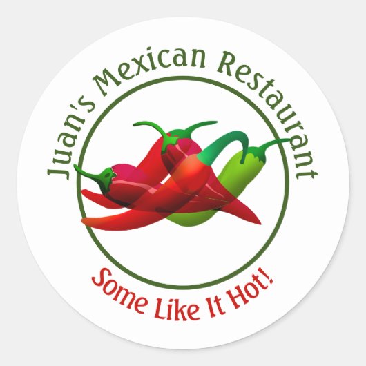 Mexicaans restaurant Hot Peppers Logo 3" Ronde Sticker (Voorkant)