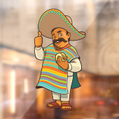 Mexicaans restaurant Man met taco duimt omhoog Raamsticker (Vel 2)