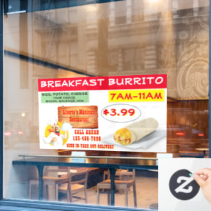 Mexicaans restaurant ontbijtburrito aanpassen raamsticker