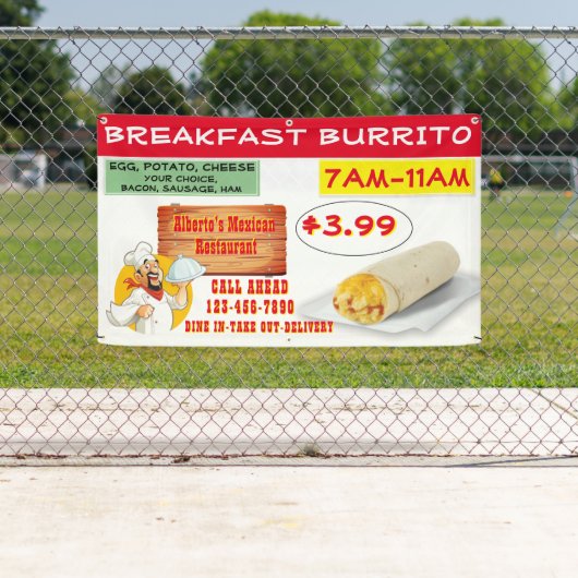 Mexicaans restaurant ontbijtburrito aanpassen spandoek (Insitu)