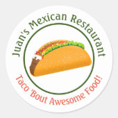 Mexicaans restaurant Taco Logo Ronde Sticker (Voorkant)