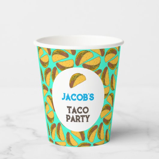 Mexicaans Restaurant Tacos Verjaardagsfeest Papieren Bekers (Voorkant)
