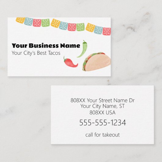Mexicaans Restaurant Tacos Visitekaartje (Voorkant / Achterkant)