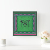 Mexicaans Sarape Pattern met (of zonder) Monogram Vierkante Klok (Huis)