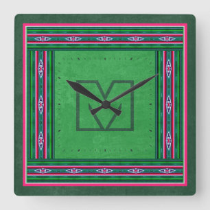 Mexicaans Sarape Pattern met (of zonder) Monogram Vierkante Klok