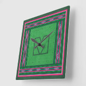 Mexicaans Sarape Pattern met (of zonder) Monogram Vierkante Klok (Hoek)