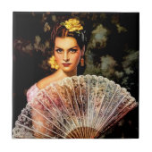 Mexicaans schoonheid kalender meisje met kanten wa tegeltje (Voorkant)