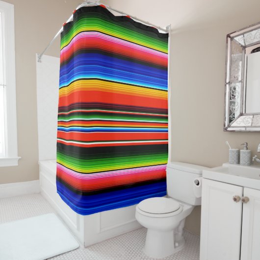 Mexicaans Serape ontwerp douchegordijn (In situ)