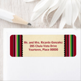 Mexicaans serape retouradres etiket