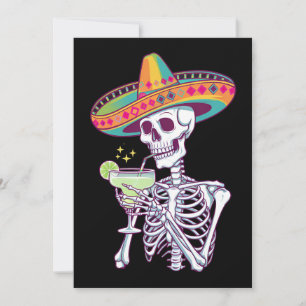 Mexicaans Skelet Cinco De Mayo Margarita Feest Kaart