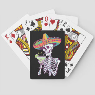 Mexicaans Skelet Cinco De Mayo Margarita Feest Pokerkaarten