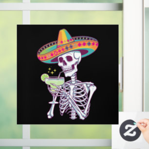 Mexicaans Skelet Cinco De Mayo Margarita Feest Raamsticker
