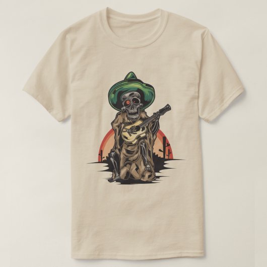 Mexicaans skelet met gitaar t-shirt (Design voorkant)