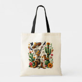 Mexicaans skelet speelt gitaar tussen cactussen tote bag (Achterkant)