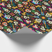 Mexicaans skelet ter ere van de dag van de dood cadeaupapier (Hoek)