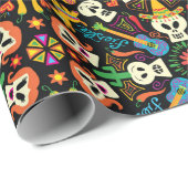 Mexicaans skelet ter ere van de dag van de dood cadeaupapier (Rol Hoek)