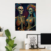 Mexicaans Skeleton Art Couple tot de dood ons deel Poster (Thuiskantoor)