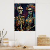 Mexicaans Skeleton Art Couple tot de dood ons deel Poster (Keuken)