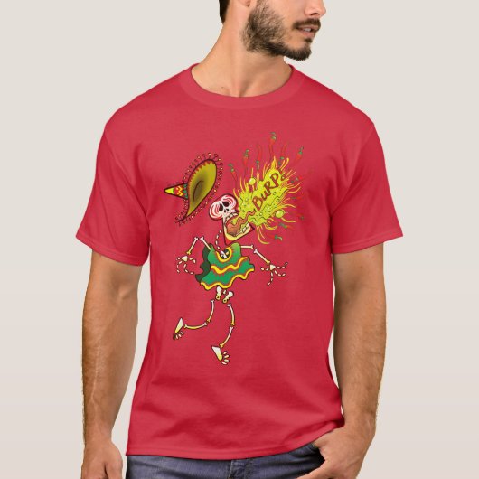 Mexicaans skeleton Burping Hot Chili Peppers T-shirt (Voorkant)