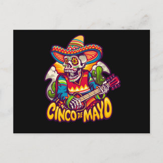 Mexicaans Skeleton Plays Guitar, Cinco De Mayo Briefkaart