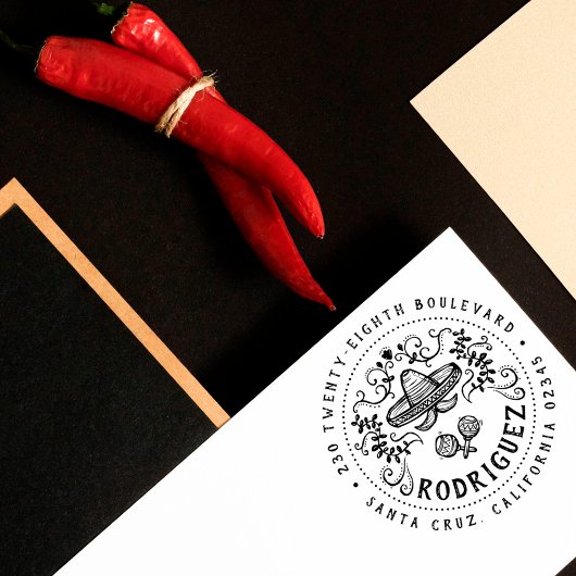 Mexicaans Sombrero familienaam Round Return-adres Rubberstempel
