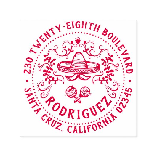 Mexicaans Sombrero familienaam Round Return-adres Zelfinktende Stempel (Design)
